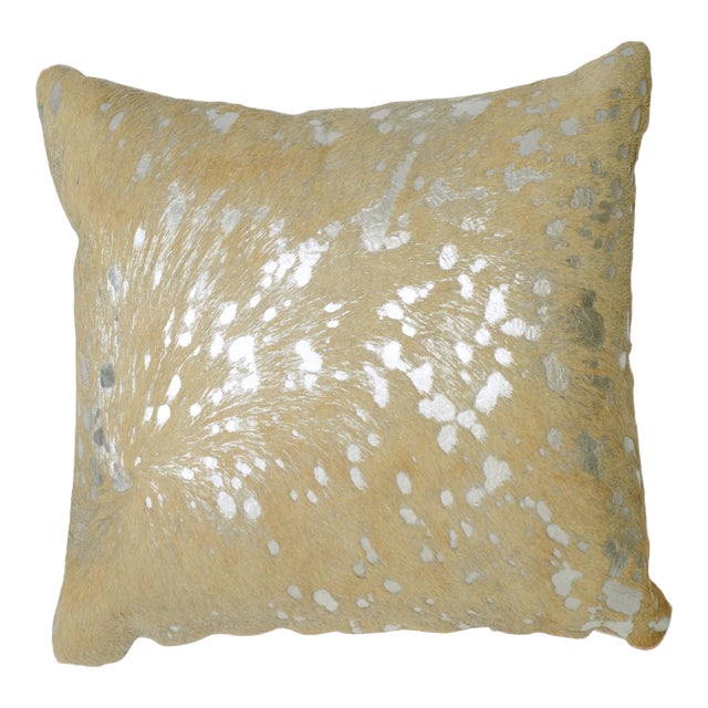 Beige & Silver 24" Pillow For Sale