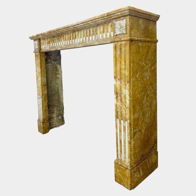 Antique French Siena Marble Fireplace Mantel, 1780 For Sale - Image 6 of 9