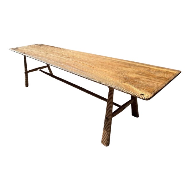 Andrianna Shamaris Mid Century Couture Hand Carved Dining Table or Console For Sale