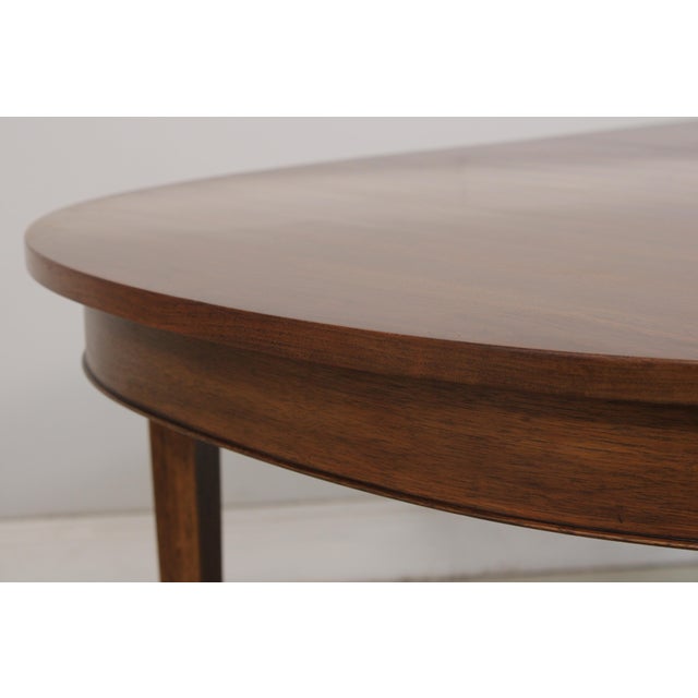 Brown Henkel Harris Walnut Inlaid Oval Dining Table For Sale - Image 8 of 17