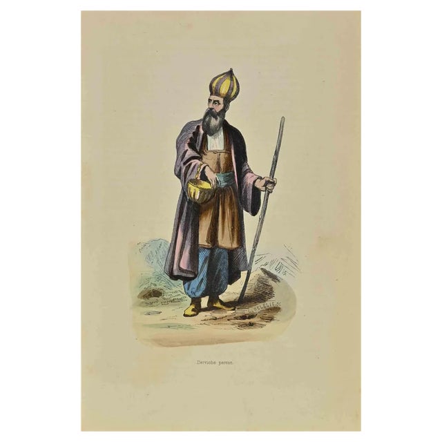 Auguste Wahlen, Persian Dervish, Lithograph, 1844 For Sale