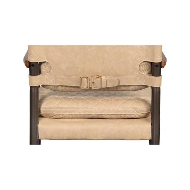 Wood Mid-Century Modern Leather Armchair - Cappuccino Cream For Sale - Image 7 of 12