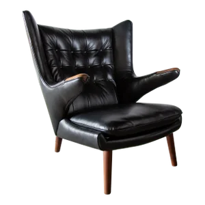 1950s Hans J. Wegner Papa Bear Ap19 Chair by a.p. Stolen Denmark Leather and Teak