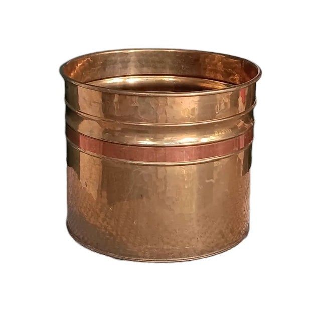 Vintage Brass Planter With Copper Band Made in Ireland Approximately 9.25" X 11" Weighs approximately 2 pounds Good...
