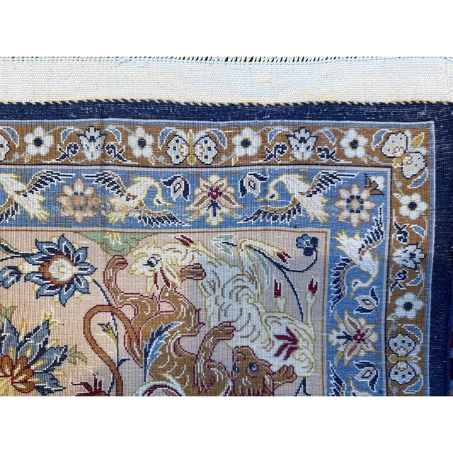 1970s A Sensational Silk & Wool on Silk Foundation Signed Persian Isfahan Rug For Sale - Image 9 of 9