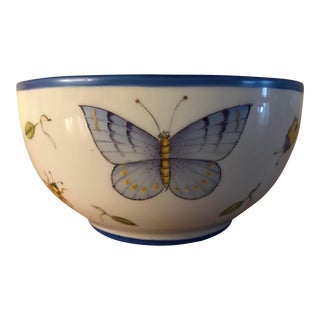 Anna Weatherley Porcelain Hand-Painted Butterfly Blue Coupe Bowl For Sale
