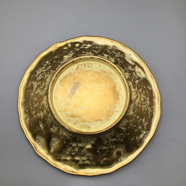 Gold Italian Gold and White Florentine Woven Wicker Ceramic Fruit Bowl For Sale - Image 8 of 13