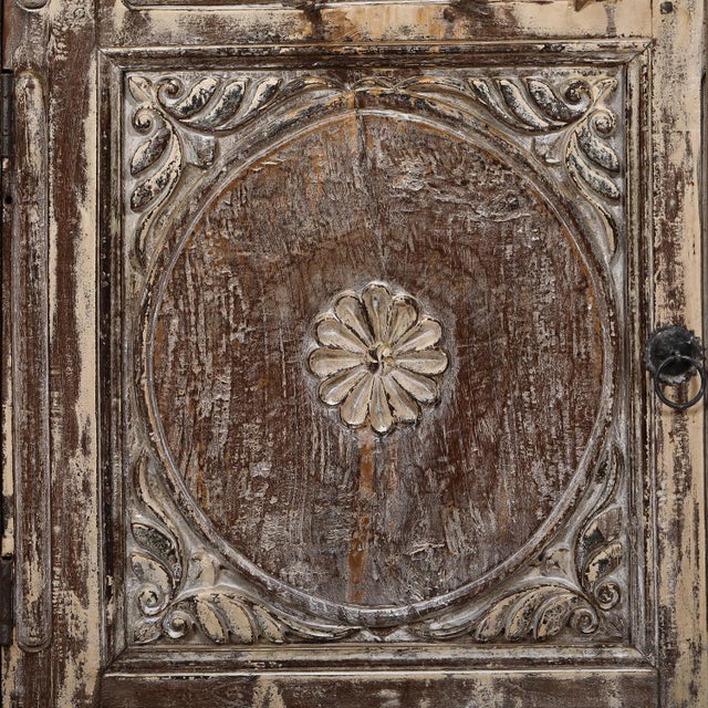 Wood Nightstand Made From Antique Indian Teakwood Architectural Elements For Sale - Image 7 of 8