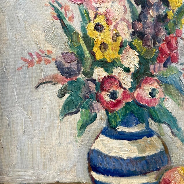 Abstract Orson Mid 20th Century Still Life Floral Oil Painting For Sale - Image 3 of 12