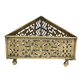 Pierced Brass Triangular Coaster, Antique For Sale