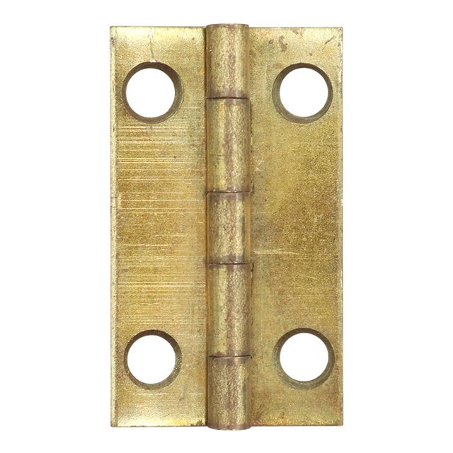 Vintage 0.875 X 1.5 In. Polished Brass Cabinet Door Hinge For Sale