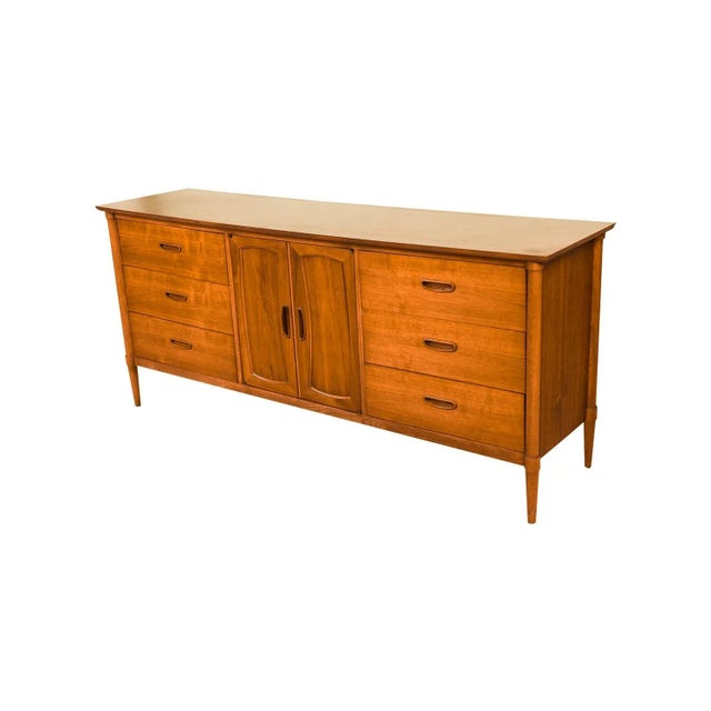 Mid-Century Modern Mid 20th Century Walnut 9 Drawer Dresser Laminate Top For Sale - Image 3 of 11