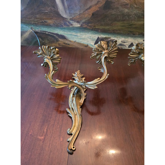 1900 - 1909 Antique E F Caldwell Co Signed Bronze Pair Sconces For Sale - Image 5 of 13