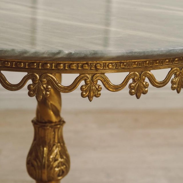 Louis XV Round Gueridon Table in Brass and Marble Top For Sale - Image 3 of 10