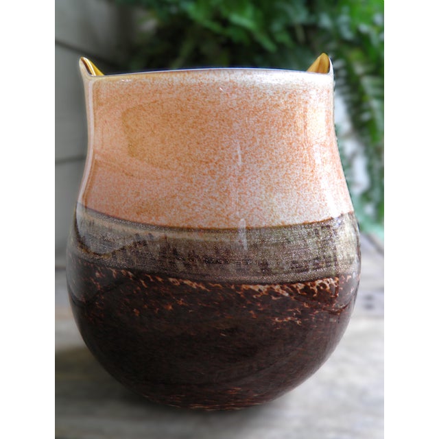 Art Glass Hand-Blown Ombré Owl Vase For Sale - Image 4 of 10
