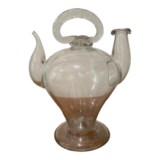 Vintage Holy Water Jug/ Cantir in Blown Glass 19th Century For Sale