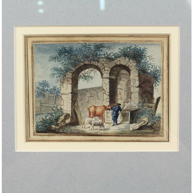English Early 19th Century English Watercolor Painting of Ruins, Framed For Sale - Image 3 of 6