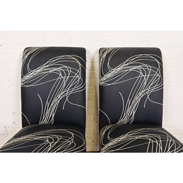 Karl Springer Style Modern Parsons Upholstered Side Chairs or Dining Chairs, Pair For Sale In South Bend - Image 6 of 14