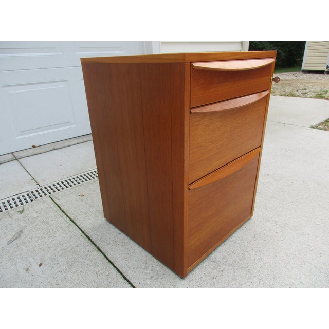 Teak Three Drawer Locking File Cabinet Danish Modern Chairish