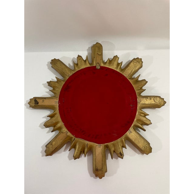 1960s Mid Century Italian Giltwood Sunburst Wall Mirror For Sale - Image 11 of 17