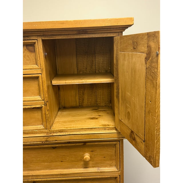 Farmhouse Rustic Scrubbed Pine Farmhouse Chest of Drawers For Sale - Image 3 of 12