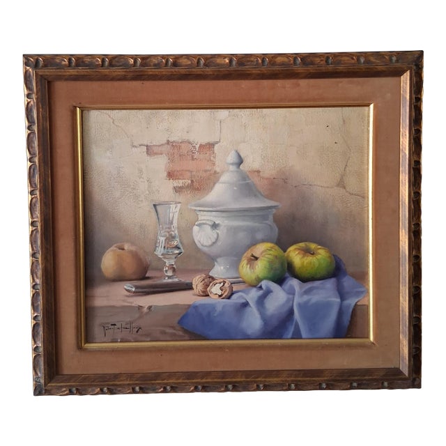 Robert Chailloux Still Life on a Rustic Shelf Oil on Canvas, 1960s French For Sale