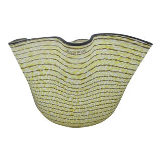 Kosta Boda Sweden Carmen Large Yellow Art Glass Handkerchief Ruffle Bowl Signed For Sale