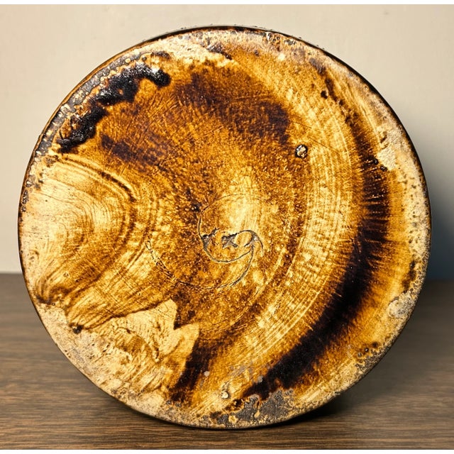 Brown Late 19th Century American Primitive Albany Slip Glazed Brown Stoneware Beehive-Form 1/2 Gallon Jug For Sale - Image 8 of 8