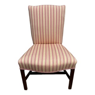 Late 19th Century Side Chair in Pink and White Stripe For Sale