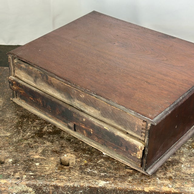 Antique Walnut Spool Cabinet With Two Drawers For Sale - Image 11 of 12