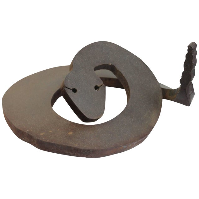 Brutalist Steel Rattlesnake Sculpture For Sale