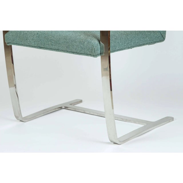 Mid-Century Modern Pair of Ludwig Mies Van Der Rohe Style Brno Flat Bar Chrome Cantilever Armchairs, 1970s For Sale - Image 3 of 10
