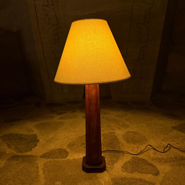 Arturo Pani Leather Wrapped Table Lamp, Gold, Mexico, 1950s For Sale - Image 16 of 17