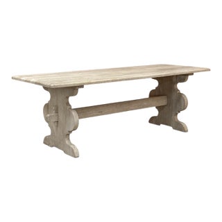 Rustic Country French Solid Stripped Oak Dining Table For Sale