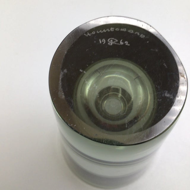 Glass Mid-Century Modern Signed Holmegaard Smoked Gray Glass Vase For Sale - Image 7 of 13