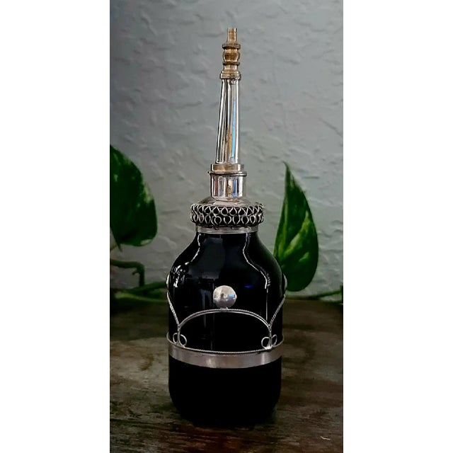 Metal Recycled Vintage Moroccan Perfume Bottle / Black For Sale - Image 7 of 10