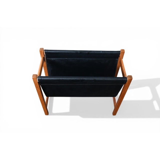 Mid-Century Modern Danish Teak + Vinyl Magazine Rack, 1960s For Sale - Image 3 of 5