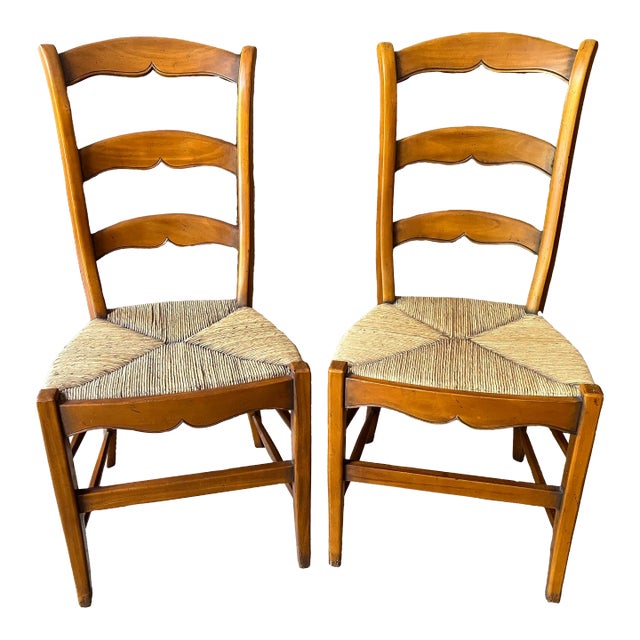 Cherry Side Chairs With Rush Seat - Set of 2 For Sale
