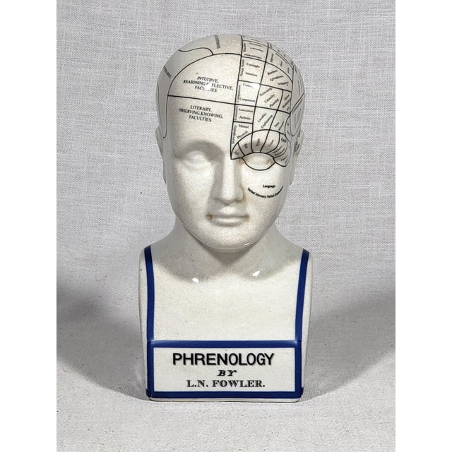 This is a beautiful iconic porcelain sculpture head showing the working phrenology, personality and working areas, of the...