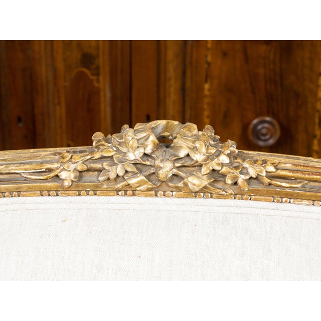 French Louis XVI Style 19th Century Giltwood Upholstered Canapé en Corbeille For Sale In Atlanta - Image 6 of 10