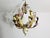 Brass and Ceramic Florentine Flower Shape Chandelier, Germany, 1970s For Sale - Image 4 of 13