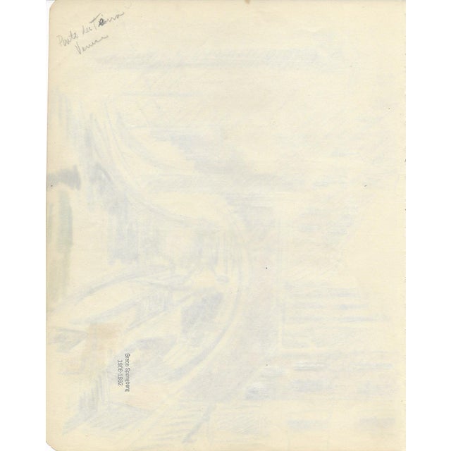 Italian 1940s Grace Spongberg Venetian Canal Bridge and Gondola Drawing For Sale - Image 3 of 3