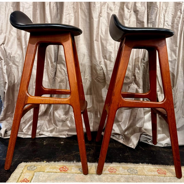 Oddense Maskinsnedkeri Erik Buch for Oddense Maskinsnedkeri o.d. Mobler Danish Teak Barstools For Sale - Image 4 of 5