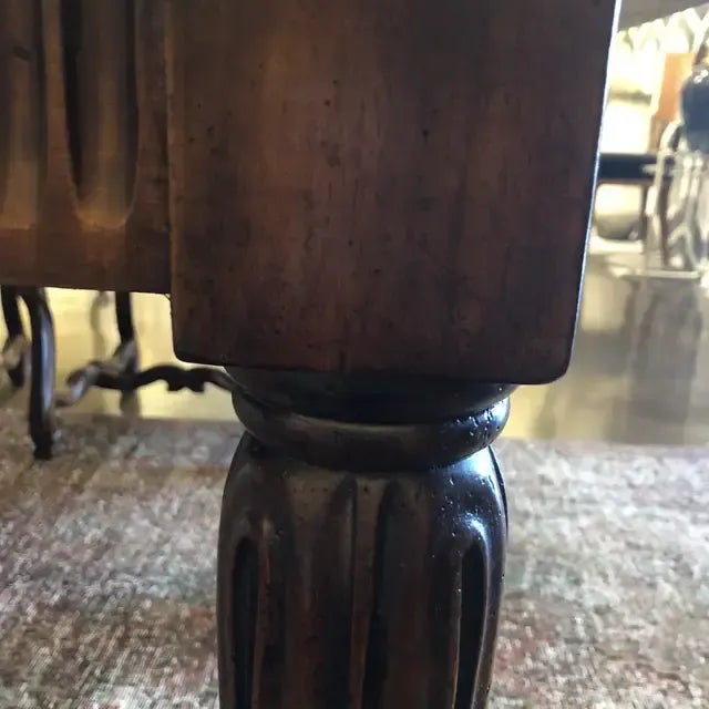 Brown 1990s Traditional Rectangular Hand Carved Dining Table For Sale - Image 8 of 11
