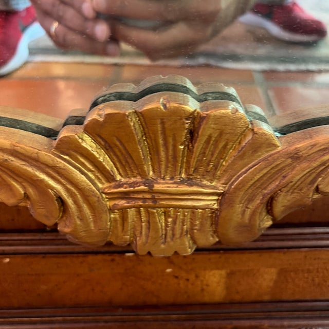 Gold Trim Mirror With Shell Motif For Sale - Image 4 of 7
