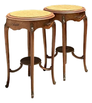 Vintage Louis XV Stone Top Side Tables - A Pair