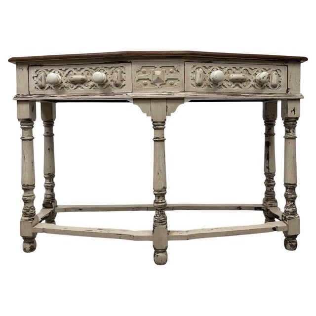 Antique 20th Century English Country House Oak Console Table For Sale - Image 12 of 12