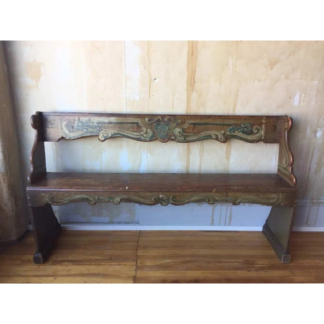 Wood Tuscan Antique Pew For Sale - Image 7 of 11