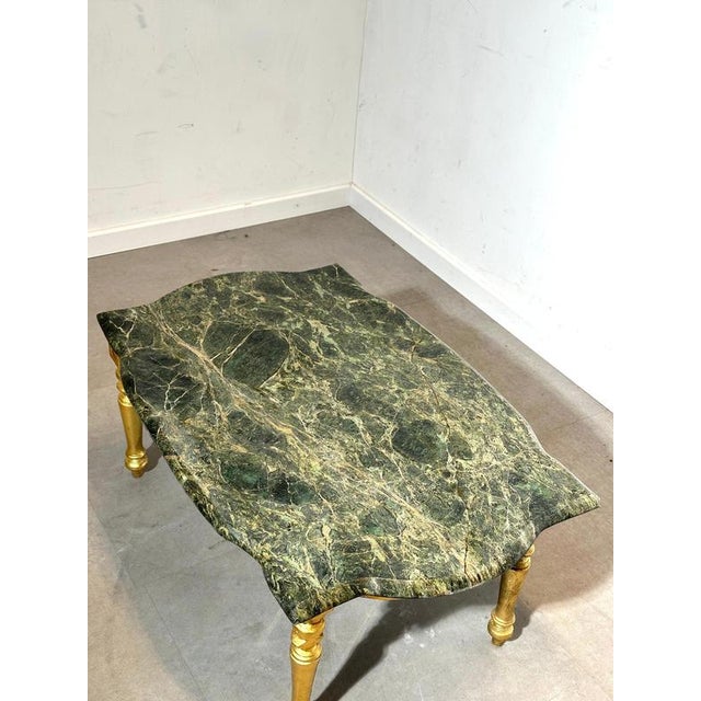 Metal Antique French Louis XVI Style Salon Set with Marble Coffee Table, Set of 4 For Sale - Image 7 of 8
