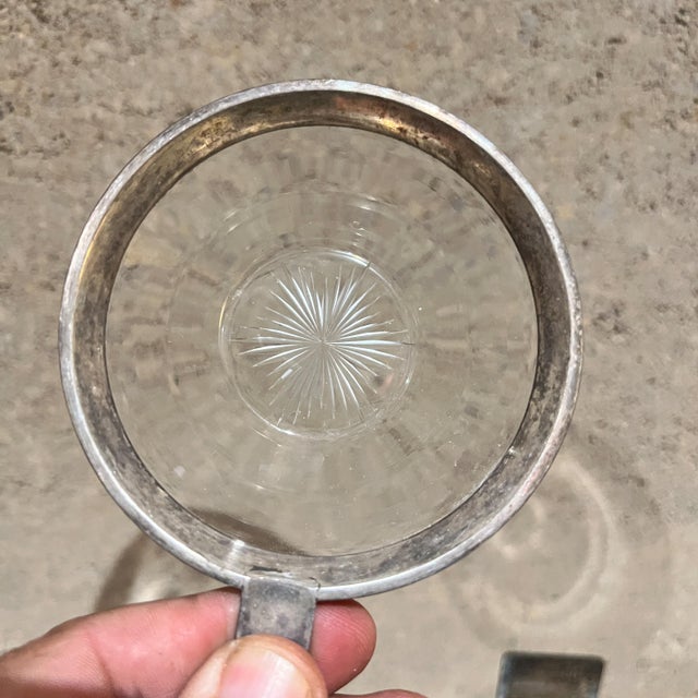 European Cut Crystal Silver Ashtray Stackable Set of 5 For Sale - Image 9 of 12